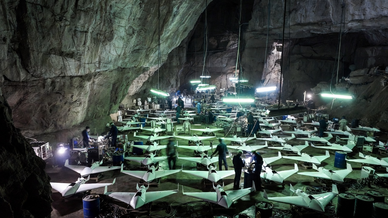 Second perspective of the underground drone factory in the Zagros mountains