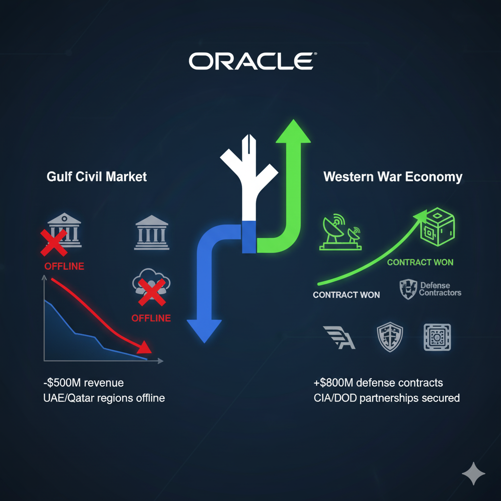 Oracle's bifurcated fate: Gulf civil market (loss) vs. Western military contracts (gain)
