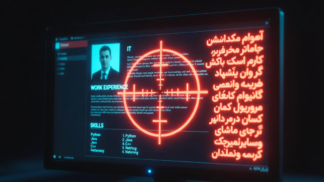 Curriculum vitae with a military targeting crosshair overlaid — the CV as a death sentence in asymmetric warfare