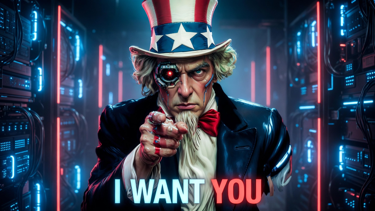 The iconic 'I Want YOU' Uncle Sam poster — metaphor for the silent recruitment of IT workers in the tech war