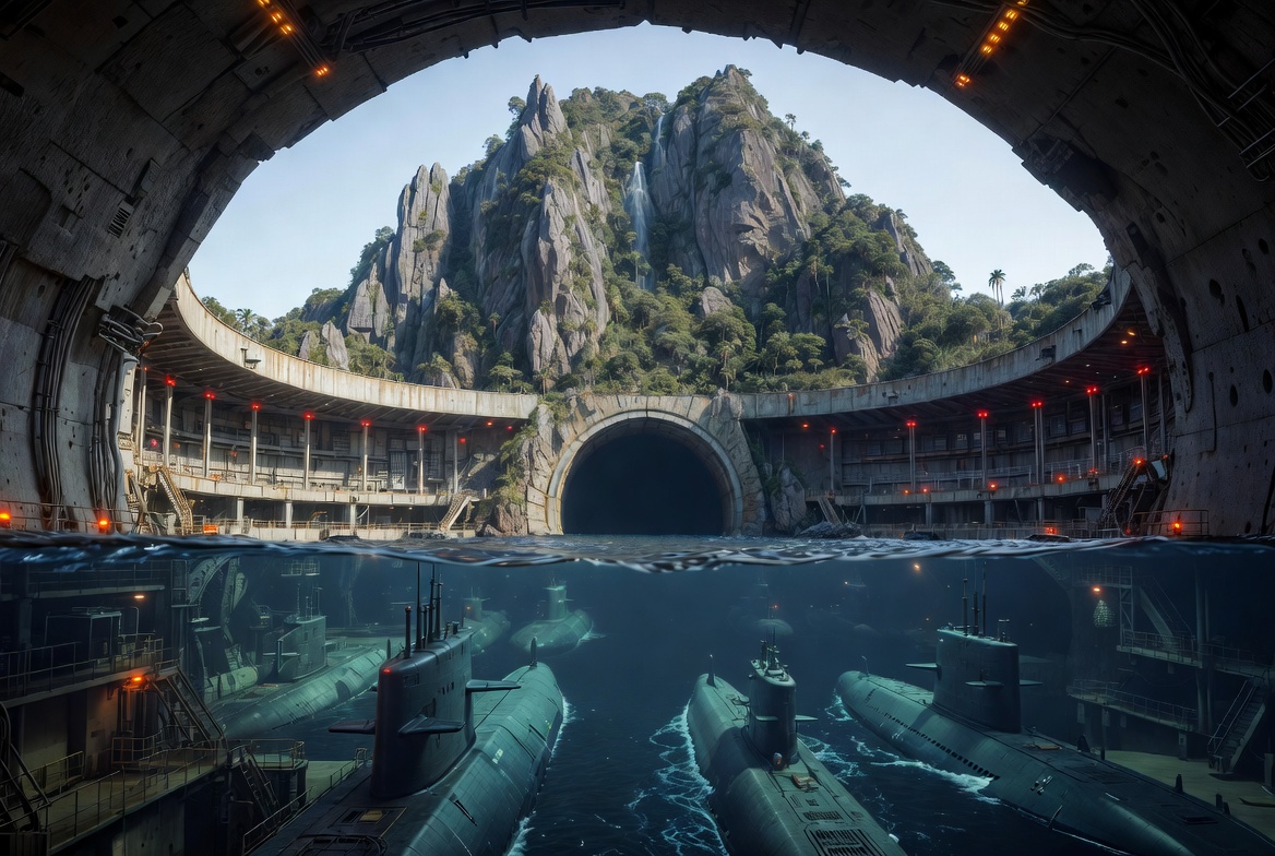 Yulin underground naval base in Hainan — submarine drones and nuclear submarine facility